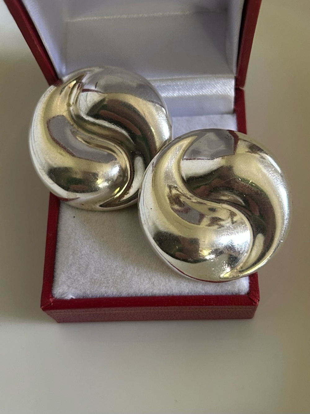 Vintage Mexican Alpaca Yin/Yang Pierced Earrings